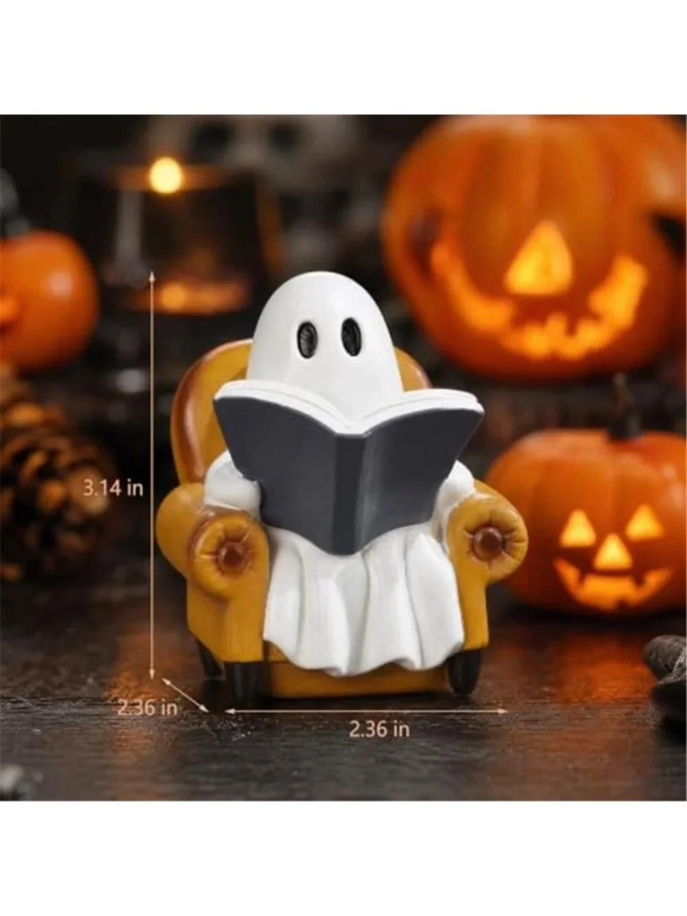 Reading Book Figurines Ghosts Halloween Decor Cute Decor Halloween